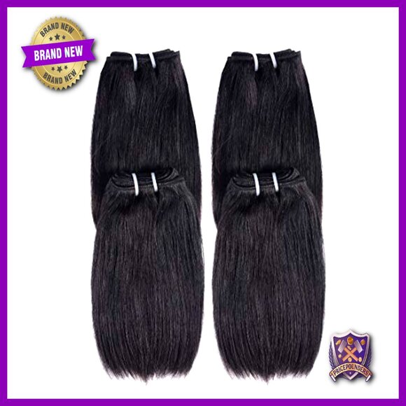 10 Inch Straight Human Hair Bundles 4 Pack Brazilian Virgin Hair